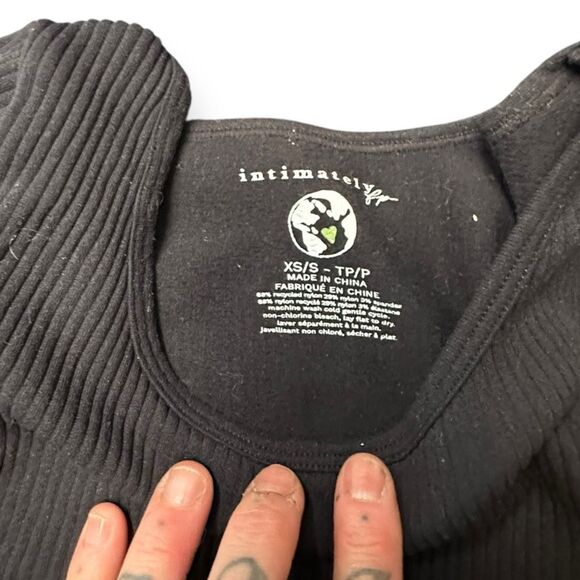 INTIMATELY FREE PEOPLE Women’s Black Short Sleeve Baby Ribbed Top Size XS / Smal - Picture 4 of 5